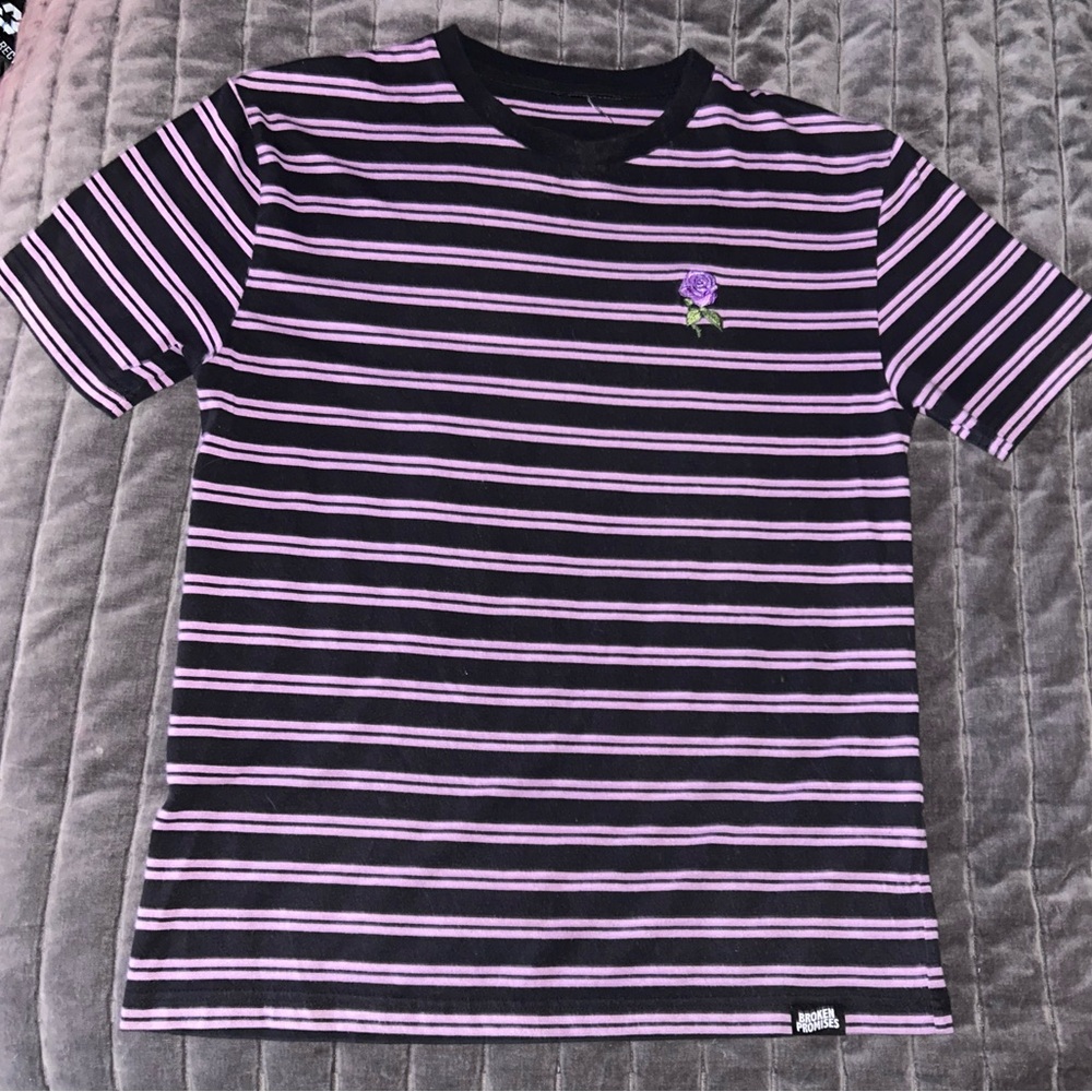 Broken Promises Thornless Black & Purple Striped Shirt
